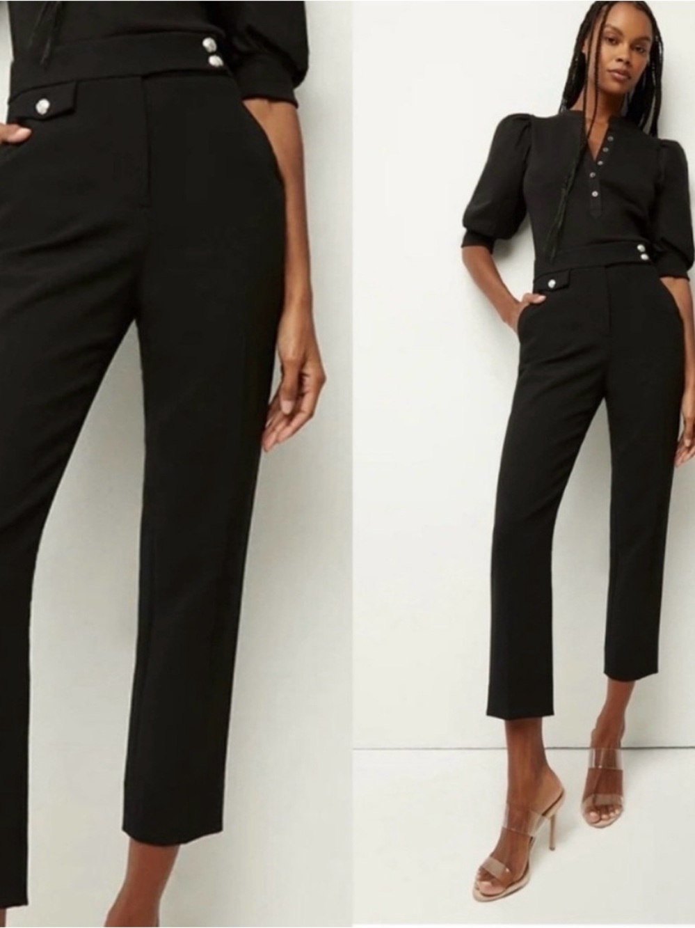 Veronica Beard Renzo Ankle Crop Pants Black Plus Size 18 Career Tailored